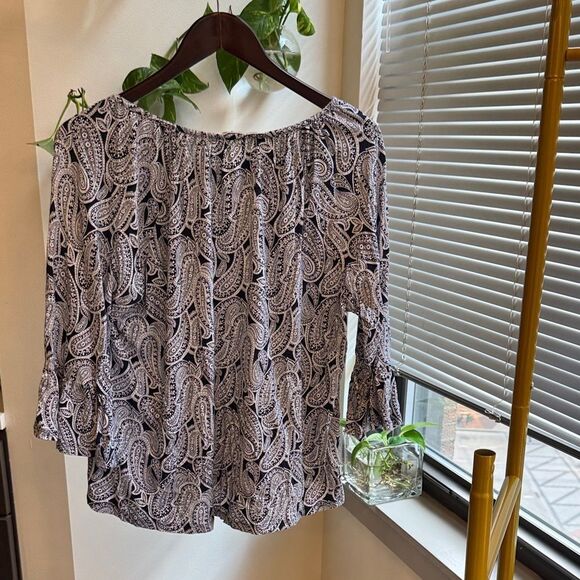 Michael Kors Black and White Paisley Blouse - Picture 3 of 7